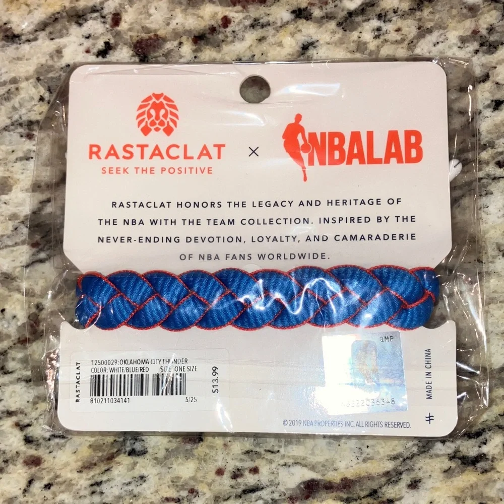 Rastaclat x NBA Oklahoma City Thunder Braided Bracelet Blue Orange One Size